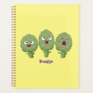 Cute singing artichokes vegetable cartoon planner