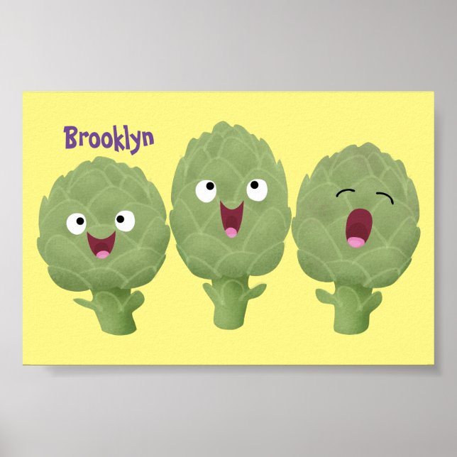 Cute singing artichokes vegetable cartoon poster (Front)