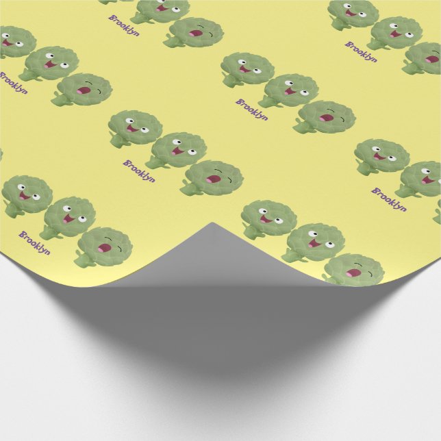 Cute singing artichokes vegetable cartoon  wrapping paper (Corner)