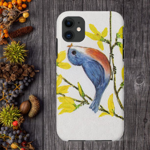 Cute Singing Blue Bird Tree Branch Case-Mate iPhone Case