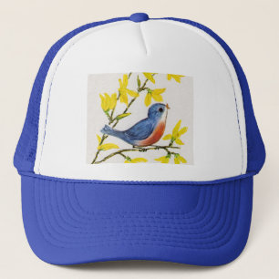Cute Singing Blue Bird Tree Trucker Hat