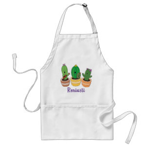 Cute singing cactus trio cartoon illustration standard apron