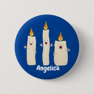 Cute singing candle trio cartoon 6 cm round badge