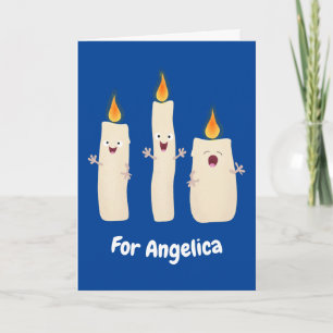 Cute singing candle trio cartoon card