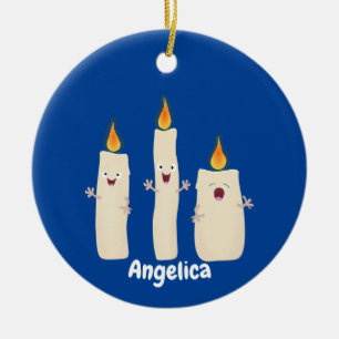 Cute singing candle trio cartoon ceramic tree decoration