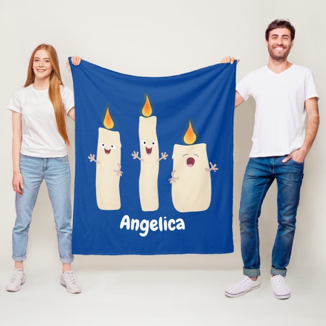 Cute singing candle trio cartoon fleece blanket (In Situ)