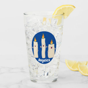 Cute singing candle trio cartoon glass