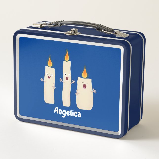 Cute singing candle trio cartoon metal lunch box (Front)