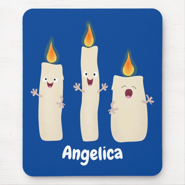 Cute singing candle trio cartoon mouse pad (Front)