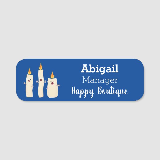 Cute singing candle trio cartoon name tag (Front)