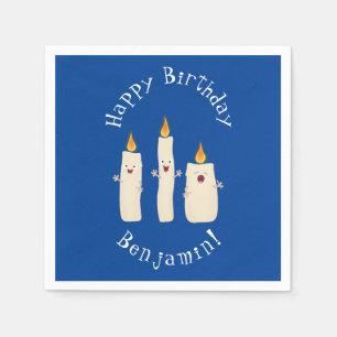 Cute singing candle trio cartoon napkin