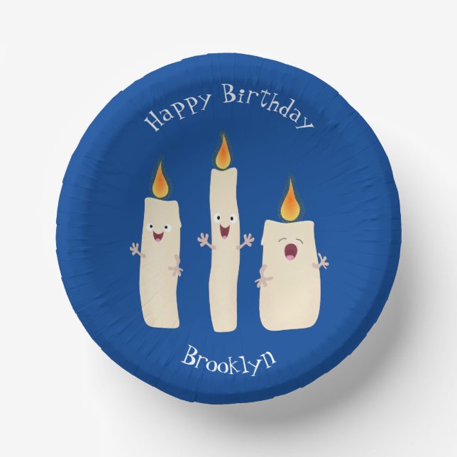 Cute singing candle trio cartoon paper plate (Front)