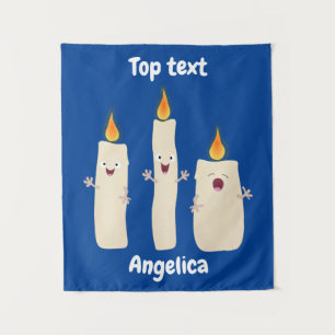 Cute singing candle trio cartoon  tapestry
