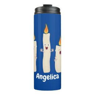 Cute singing candle trio cartoon thermal tumbler