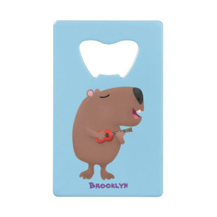 Cute singing capybara ukulele cartoon illustration