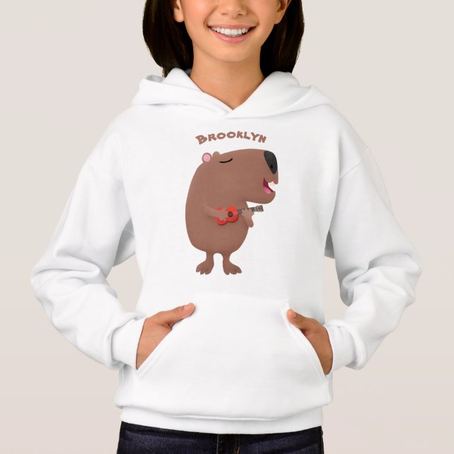Cute singing capybara ukulele cartoon illustration (Front)