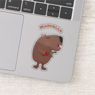 Cute singing capybara ukulele cartoon illustration