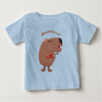 Cute singing capybara ukulele cartoon illustration