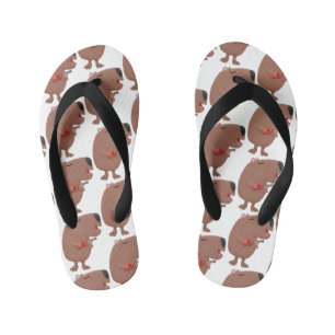 Cute singing capybara ukulele cartoon illustration kid's jandals