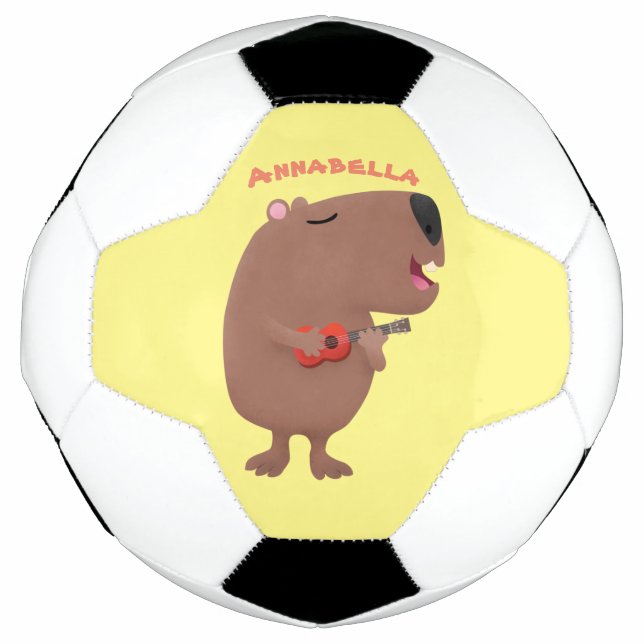 Cute singing capybara ukulele cartoon illustration soccer ball (Front)