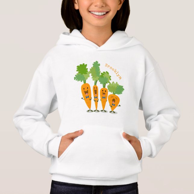 Cute singing carrot quartet cartoon illustration (Front)