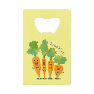 Cute singing carrot quartet cartoon illustration