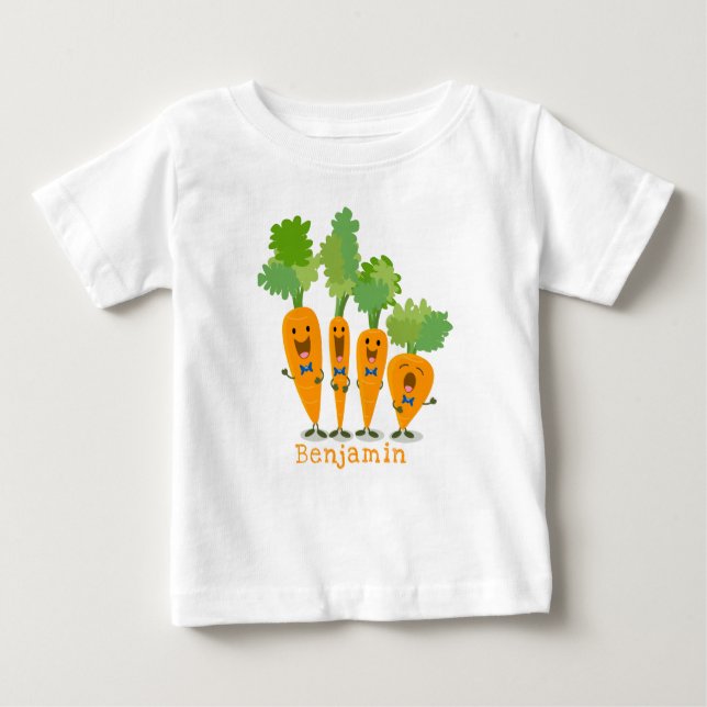 Cute singing carrot quartet cartoon illustration baby T-Shirt (Front)