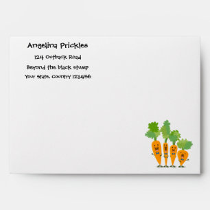 Cute singing carrot quartet cartoon illustration envelope