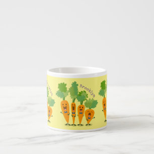 Cute singing carrot quartet cartoon illustration espresso cup