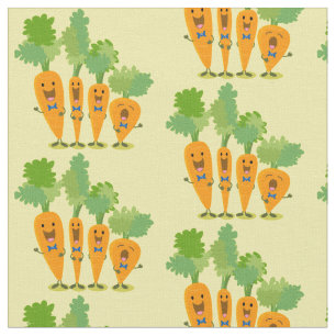 Cute singing carrot quartet cartoon illustration fabric
