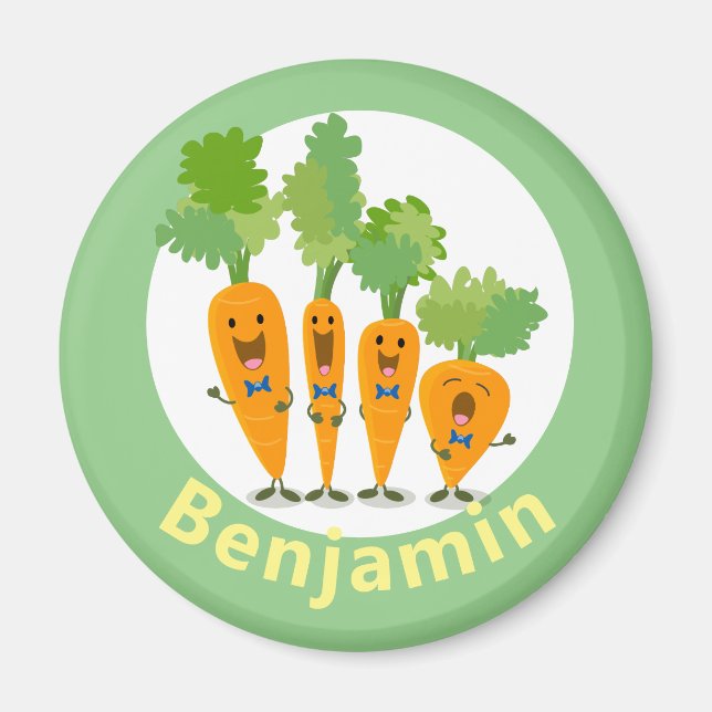Cute singing carrot quartet cartoon illustration magnet (Front)