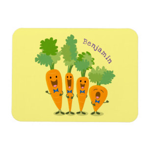 Cute singing carrot quartet cartoon illustration magnet