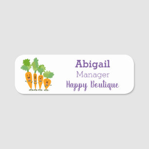 Cute singing carrot quartet cartoon illustration name tag