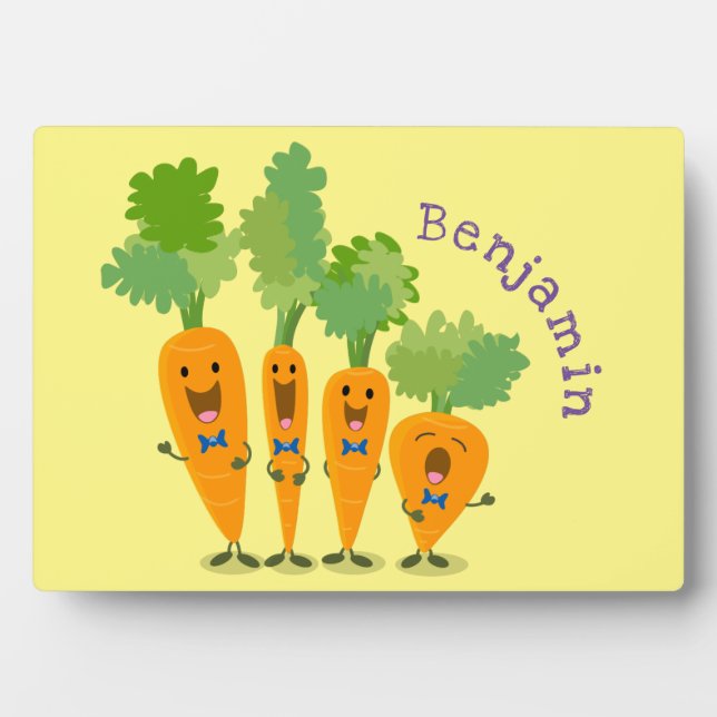 Cute singing carrot quartet cartoon illustration plaque (Front)