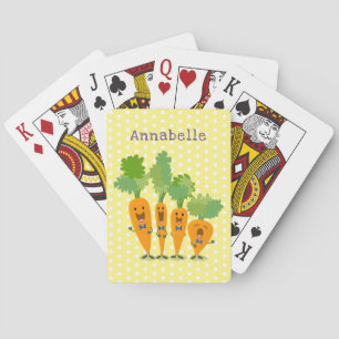 Cute singing carrot quartet cartoon illustration playing cards