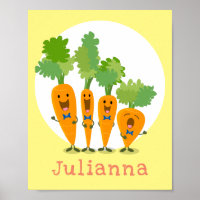 Cute singing carrot quartet cartoon illustration