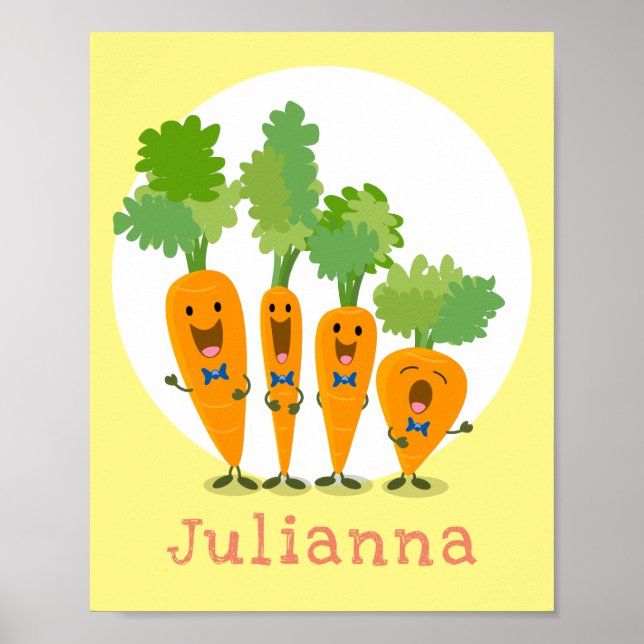 Cute singing carrot quartet cartoon illustration poster (Front)