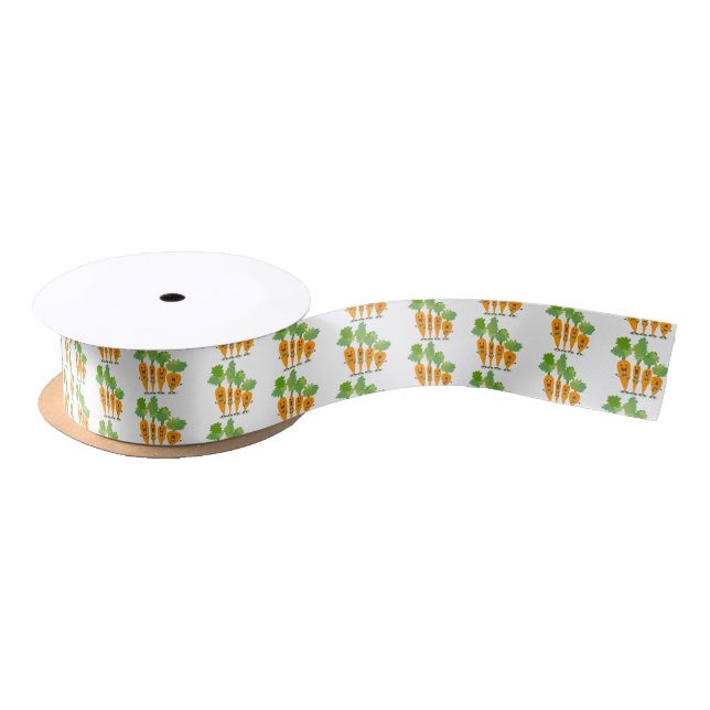 Cute singing carrot quartet cartoon illustration satin ribbon (Spool)