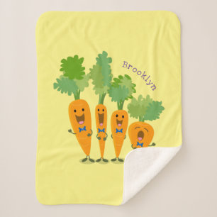 Cute singing carrot quartet cartoon illustration sherpa blanket