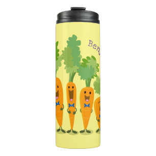 Cute singing carrot quartet cartoon illustration thermal tumbler