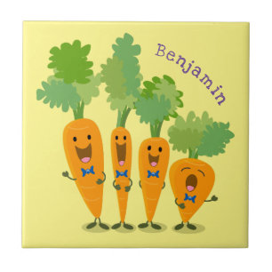 Cute singing carrot quartet cartoon illustration tile