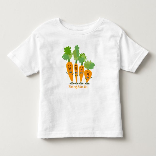 Cute singing carrot quartet cartoon illustration toddler T-Shirt (Front)