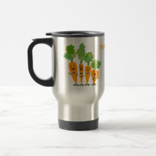 Cute singing carrot quartet cartoon illustration travel mug