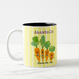 Cute singing carrot quartet cartoon illustration Two-Tone coffee mug