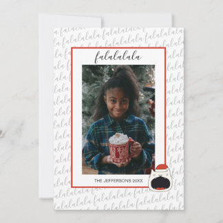 Cute Singing Cat Fa La La La La Christmas Photo Holiday Card