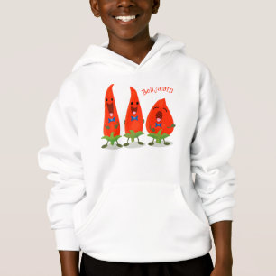 Cute singing chilli peppers cartoon illustration