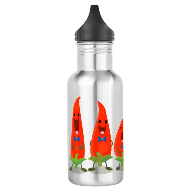 Cute singing chilli peppers cartoon illustration 532 ml water bottle (Left)