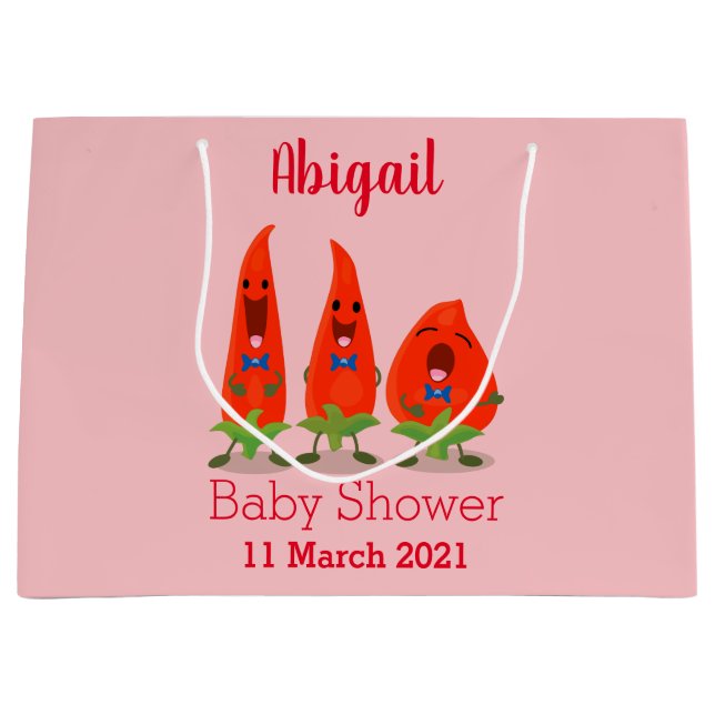 Cute singing chilli peppers cartoon illustration large gift bag (Front)