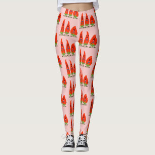 Cute singing chilli peppers cartoon illustration leggings