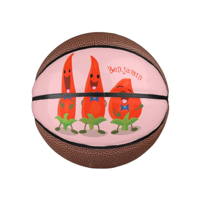 Cute singing chilli peppers cartoon illustration mini basketball (Front)